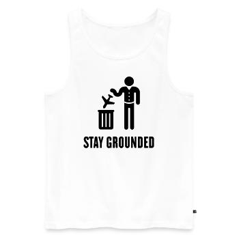 Stay Grounded – Flüge / Flugreisen Vermeiden! (B) - Männer Premium Bio Tank Top - Weiß - Vorne - AI Model Male 178 light (178cm)