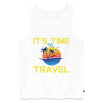 Voyage aventure cadeau de vacances - Débardeur bio Premium Homme - blanc - Devant - Michal (187cm)