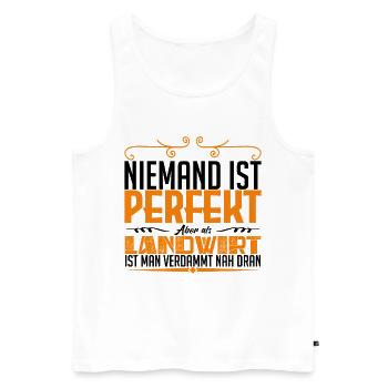 LANDWIRT - Brüste - Männer Premium Bio Tank Top - Weiß - Vorne - AI Model Male 178 light (178cm)