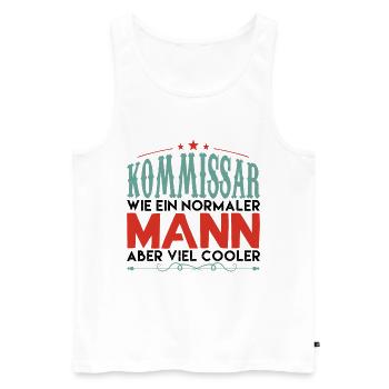 KOMMISSAR WIE EIN NORMALER MANN ABER VIEL COOLER - Männer Premium Bio Tank Top - Weiß - Vorne - AI Model Male 178 light (178cm)