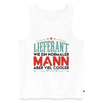 LIEFERANT WIE EIN NORMALER MANN ABER VIEL COOLER! - Männer Premium Bio Tank Top - Weiß - Vorne - AI Model Male 178 light (178cm)