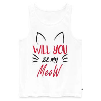 Will you be my Meow | Cute Cat Couple Motif - Men's Premium Organic Tank Top - white - Front - Michal (187cm)