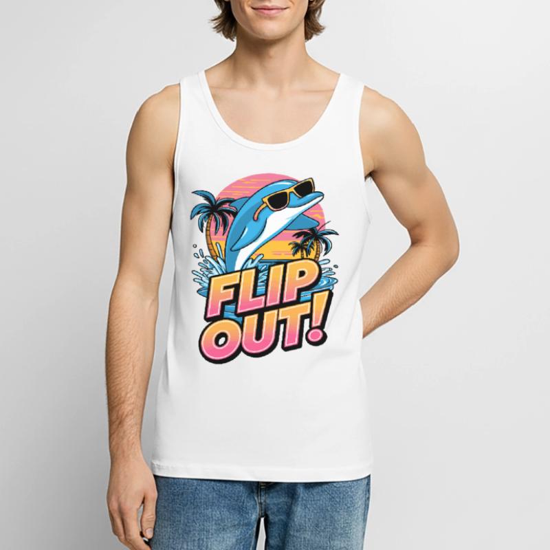 Fun Dolphin Flip Out Design avec lunettes de soleil Débardeur bio Premium Homme