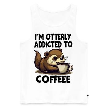 Cute Otter with Coffee Design for Coffee Lovers - Men's Premium Organic Tank Top - white - Front - AI Model Male 178 light (178cm)