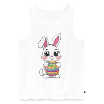 Lapin de Pâques mignon et câlin avec un œuf de Pâques coloré - Débardeur bio Premium Homme - blanc - Devant - Michal (187cm)