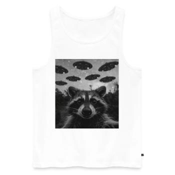 Waschbär Ufo Selfie lustig - Männer Premium Bio Tank Top - Weiß - Vorne - Michal (187cm)