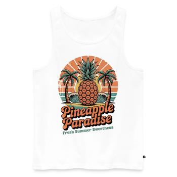 Ananas Paradise Fruits Vintage - Débardeur bio Premium Homme - blanc - Devant - Michal (187cm)