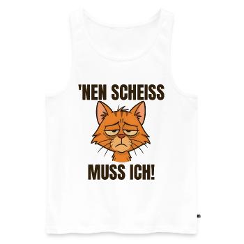 Funny cat with a cheeky saying 'a shit - Men's Premium Organic Tank Top - white - Front - AI Model Male 178 light (178cm)
