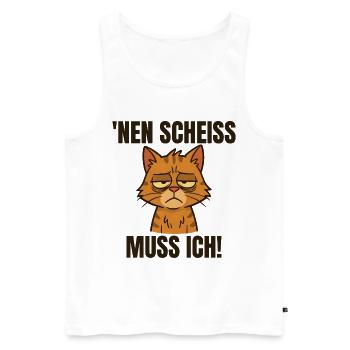 Funny cat with a cheeky saying - Men's Premium Organic Tank Top - white - Front - AI Model Male 178 light (178cm)