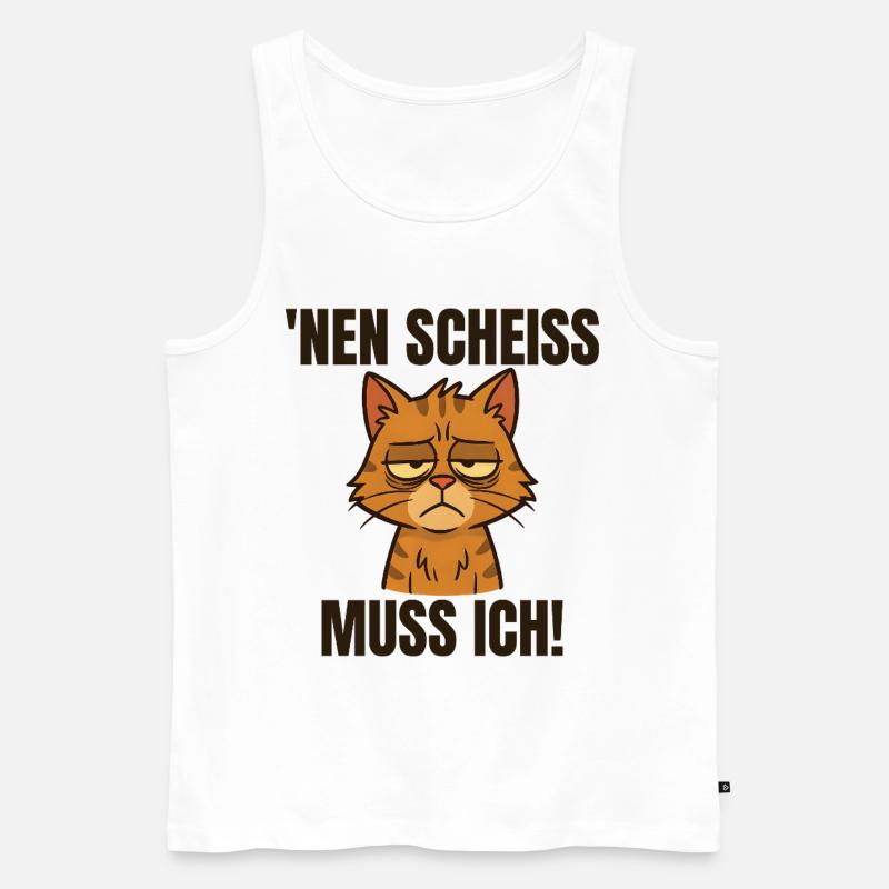 Lustige Katze mit frechem Spruch - Männer Premium Bio Tank Top - Weiß