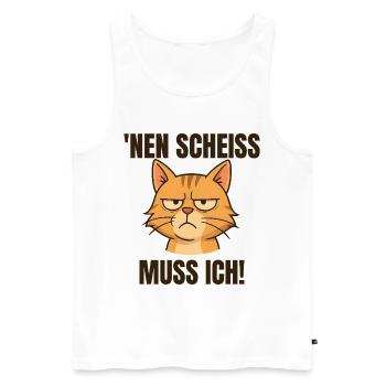 Lustige Katze mit frechem Spruch 'nen Scheiss - Männer Premium Bio Tank Top - Weiß - Vorne - AI Model Male 178 light (178cm)
