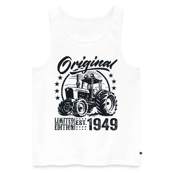Original 1949 Anniversaire 1949 Fermier Tracteur - Débardeur bio Premium Homme - blanc - Devant - Michal (187cm)
