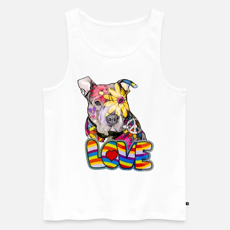 Pitbull - Friedensliebe und Pitbulls - Männer Premium Bio Tank Top - Weiß