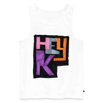 hey K logo - Men's Premium Organic Tank Top - white - Front - Michal (187cm)