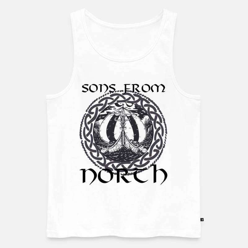 Wikinger Langschiff Reise Runen - Männer Premium Bio Tank Top - Weiß