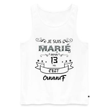 Marié depuis 13 ans rien ne m'effraie - Débardeur bio Premium Homme - blanc - Devant - Michal (187cm)