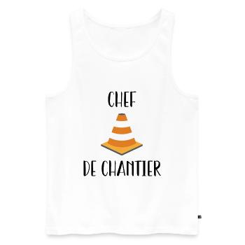 Chef de chantier - Débardeur bio Premium Homme - blanc - Devant - Michal (187cm)