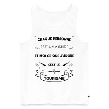 j'adore le tourisme - Débardeur bio Premium Homme - blanc - Devant - AI Model Male 178 light (178cm)