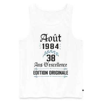 38 ans anniversaire aout 1984 - Débardeur bio Premium Homme - blanc - Devant - Michal (187cm)