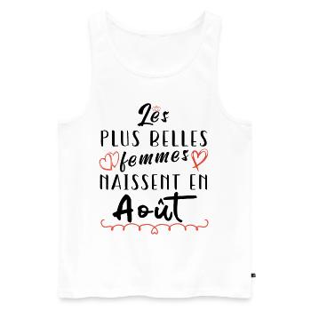Les plus belles princesses sont nées en Aout - Débardeur bio Premium Homme - blanc - Devant - AI Model Male 178 light (178cm)