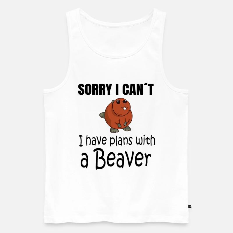 BEAVER: Plans with a Beaver - Männer Premium Bio Tank Top - Weiß