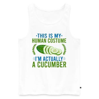 C’est mon costume d’homme concombre cucumber - Débardeur bio Premium Homme - blanc - Devant - AI Model Male 178 light (178cm)