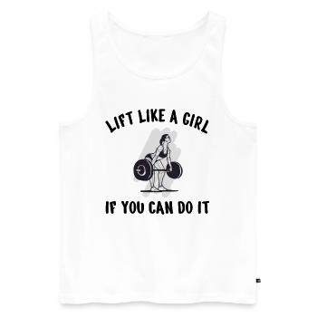 BODYBUILDING POWERLIFTING: lift like a Girl - Männer Premium Bio Tank Top - Weiß - Vorne - AI Model Male 178 light (178cm)