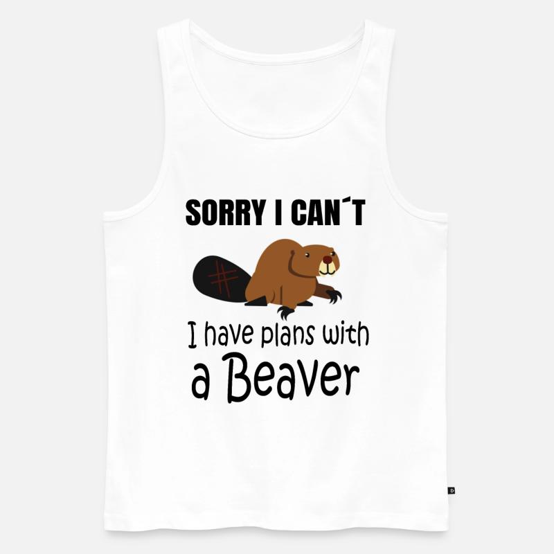 BEAVER: Plans with a Beaver - Männer Premium Bio Tank Top - Weiß