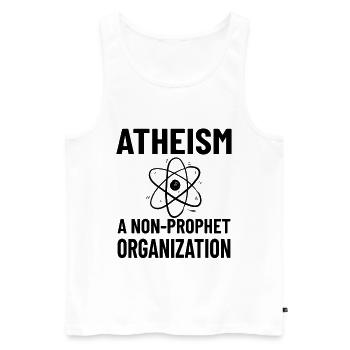 ATHEISM ATHEIST : non-propet organization - Männer Premium Bio Tank Top - Weiß - Vorne - AI Model Male 178 light (178cm)