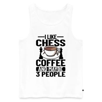 CHESS / COFFEE : chess, coffee & maybe 3 people - Débardeur bio Premium Homme - blanc - Devant - AI Model Male 178 light (178cm)