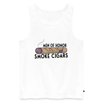 Cigare smoke smoking Gift Idea Men of Honor - Débardeur bio Premium Homme - blanc - Devant - AI Model Male 178 light (178cm)