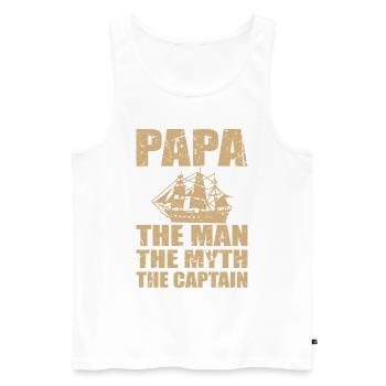 papa mann mythos kapitän captain boot schiff chef - Männer Premium Bio Tank Top - Weiß - Vorne - AI Model Male 178 light (178cm)