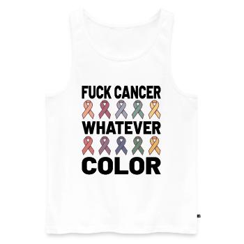 Fuck Cancer Cancer Awareness Whatever Color - Männer Premium Bio Tank Top - Weiß - Vorne - AI Model Male 178 light (178cm)