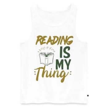 Leser Leserin Bücher Bücherwurm Lesen Seite Buch - Männer Premium Bio Tank Top - Weiß - Vorne - AI Model Male 178 light (178cm)