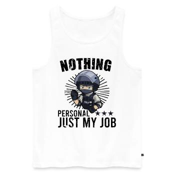 Bureau de police des policiers - Débardeur bio Premium Homme - blanc - Devant - Michal (187cm)