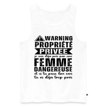 Warning propriété privée humour couple St Valentin - Débardeur bio Premium Homme - blanc - Devant - Michal (187cm)
