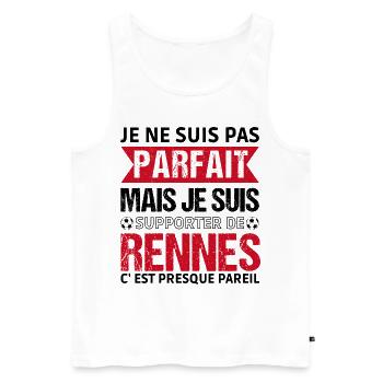 Supporter Rennes Cadeau Football Fan Rouge Noir - Débardeur bio Premium Homme - blanc - Devant - Michal (187cm)