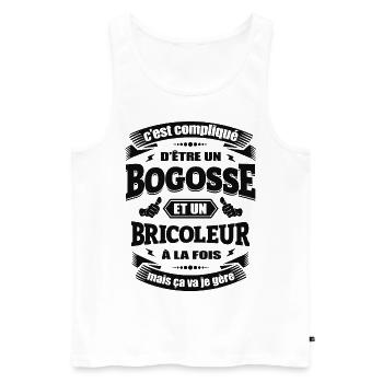 BOGOSSE BRICOLEUR - Débardeur bio Premium Homme - blanc - Devant - Michal (187cm)