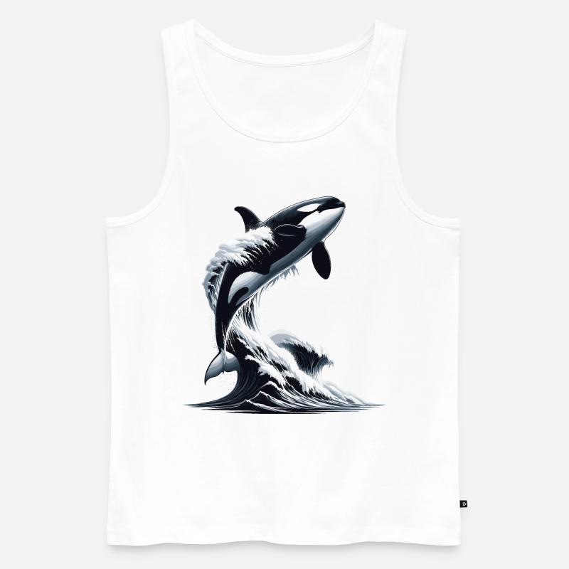 Ein Orca, der in einen Wellenozean springt - Männer Premium Bio Tank Top - Weiß
