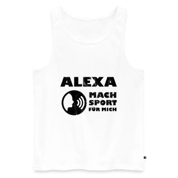 Alexa T-Shirt - Alexa, mach Sport für mich! - Männer Premium Bio Tank Top - Weiß - Vorne - Michal (187cm)