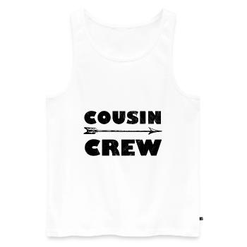 Cousin Crew Fléchette Réunion de famille Au revoir - Débardeur bio Premium Homme - blanc - Devant - AI Model Male 178 light (178cm)