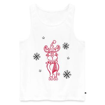 Wapiti, rennes avec des flocons - Débardeur bio Premium Homme - blanc - Devant - AI Model Male 178 light (178cm)
