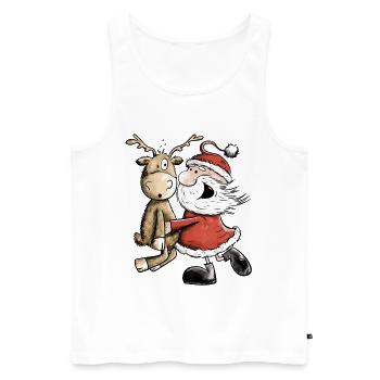 Weihnachtsmann Mit Rentier I Weihnachten Geschenk - Männer Premium Bio Tank Top - Weiß - Vorne - Michal (187cm)