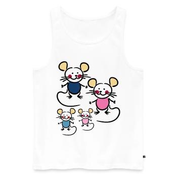 Famille avec deux enfants - Débardeur bio Premium Homme - blanc - Devant - Michal (187cm)