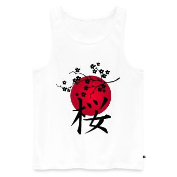 Black Japanese cherry and red sun - Men's Premium Organic Tank Top - white - Front - AI Model Male 178 light (178cm)