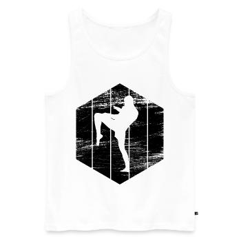 Croquis de kickboxing - Débardeur bio Premium Homme - blanc - Devant - AI Model Male 178 light (178cm)
