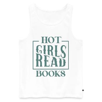 Lesende Frauen Lesen Bücher - Männer Premium Bio Tank Top - Weiß - Vorne - AI Model Male 178 light (178cm)