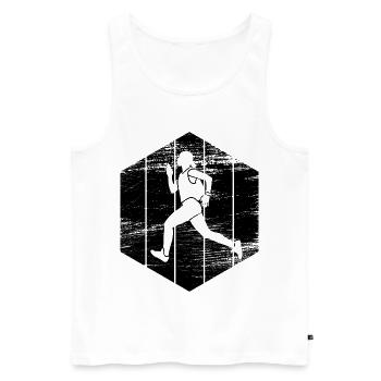 Runner - Men's Premium Organic Tank Top - white - Front - Michal (187cm)