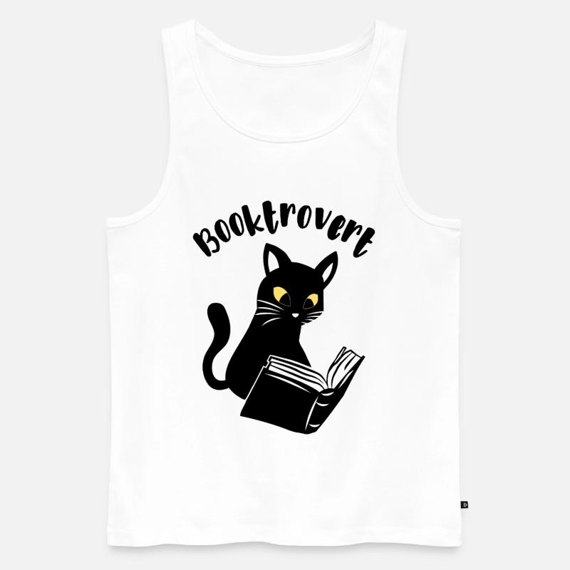 Booktrovert Katze mit Buch - Männer Premium Bio Tank Top - Weiß