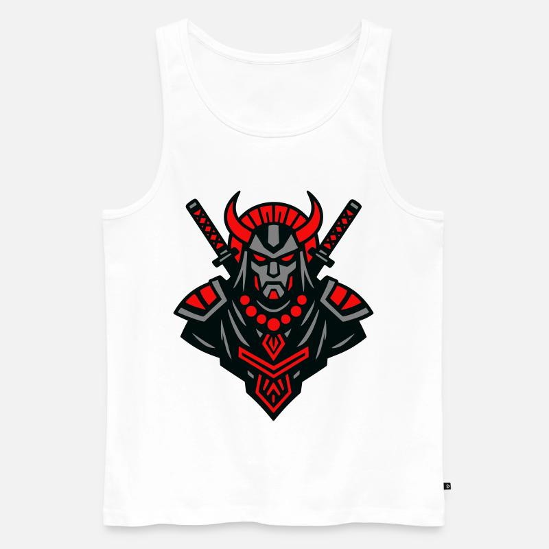 Samurai Devil Warrior - Männer Premium Bio Tank Top - Weiß